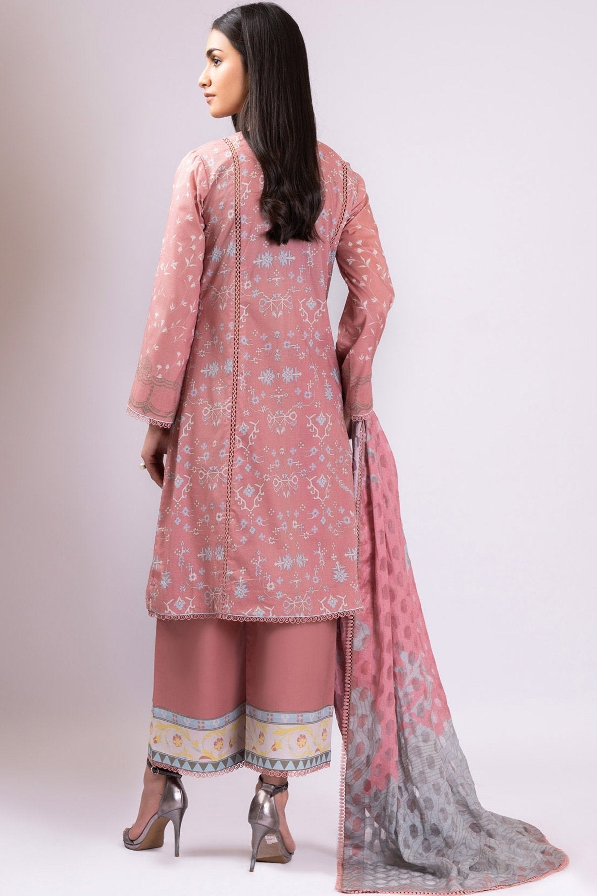 Alkaram - 3 Pc Printed Lawn Suit With Jacquard Net Dupatta