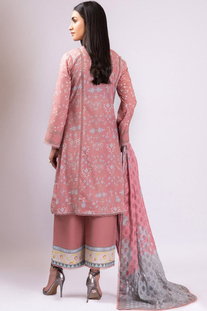 Alkaram - 3 Pc Printed Lawn Suit With Jacquard Net Dupatta