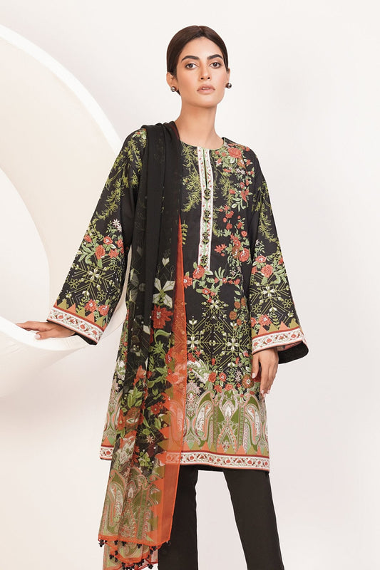 3 Pc Printed Lawn Suit With Chiffon Dupatta