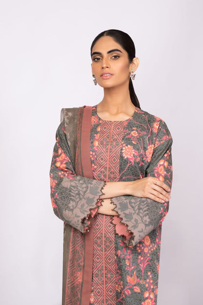 Alkaram - 3 Pc Printed Lawn Suit With Digital Chiffon Dupatta