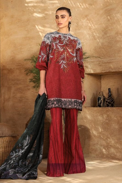 Alkaram - Two Piece Embroidered Suit With Voile Dupatta