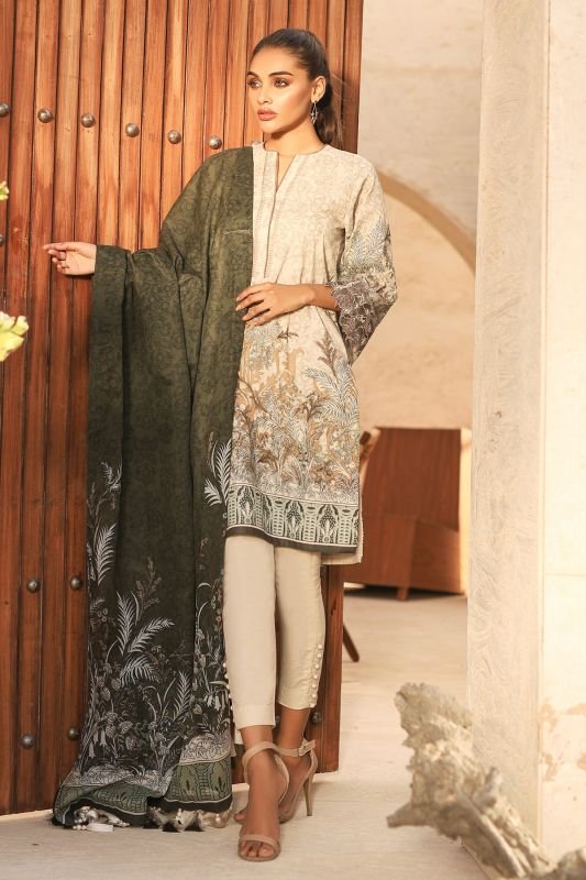 Alkaram - Two Piece Embroidered Suit With Voile Dupatta
