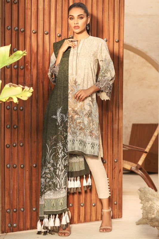 Alkaram - Two Piece Embroidered Suit With Voile Dupatta