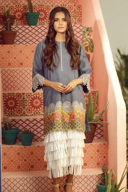 Alkaram - Embroidered Denim Shirt