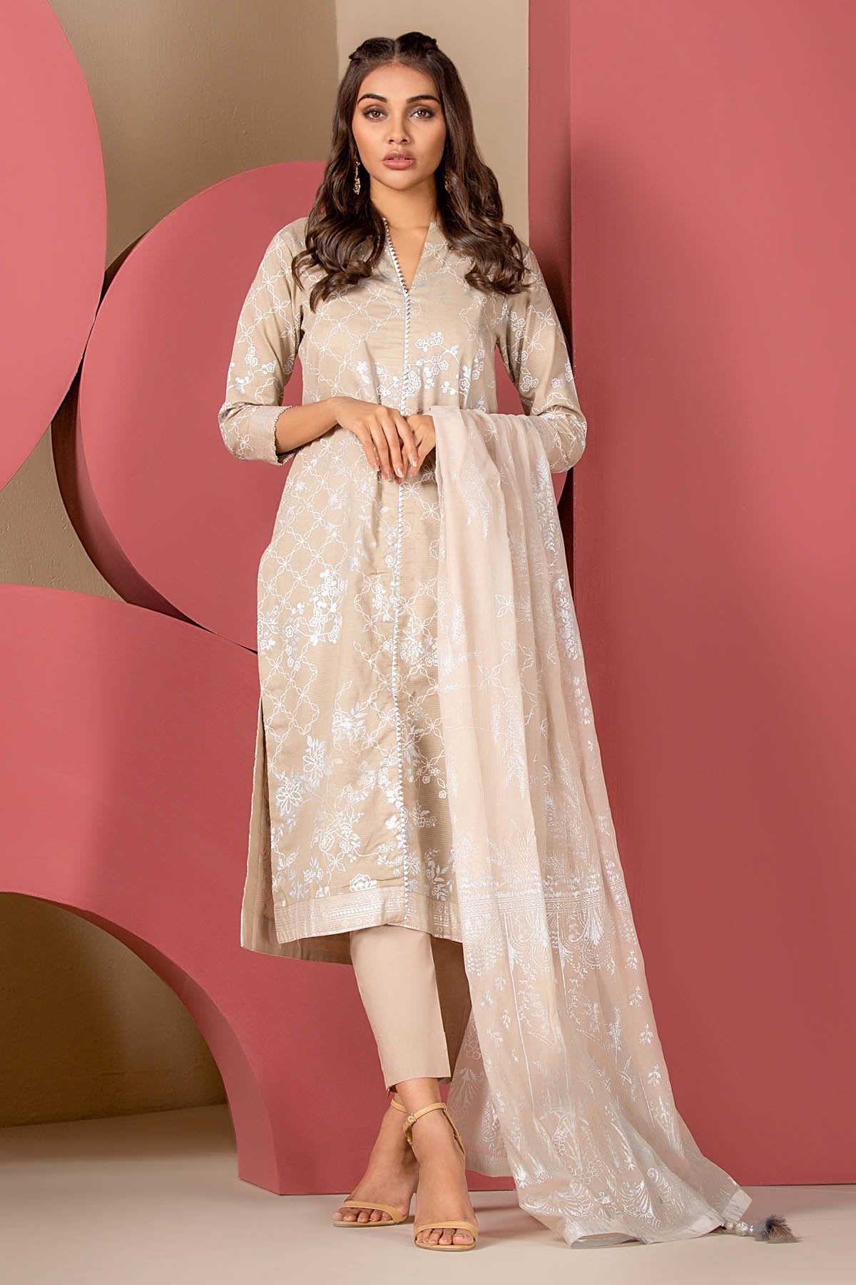 Alkaram - 3 Piece Printed Suit With Printed Foil Dupatta