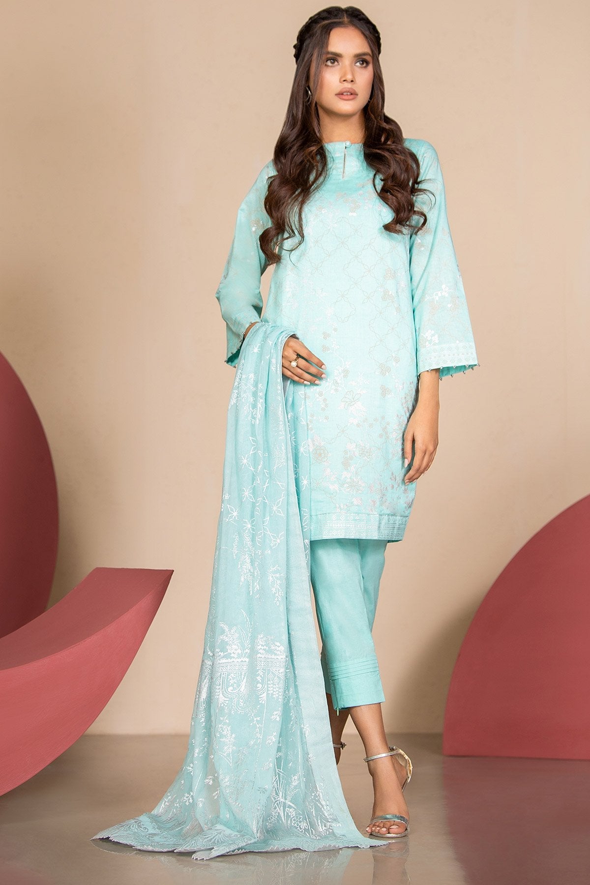Alkaram - 3 Piece Printed Suit With Printed Foil Dupatta