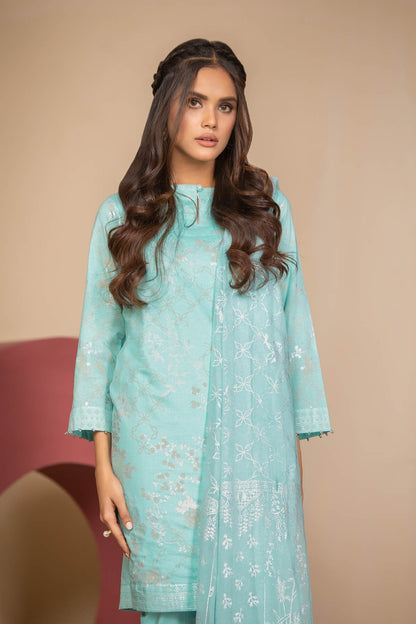 Alkaram - 3 Piece Printed Suit With Printed Foil Dupatta