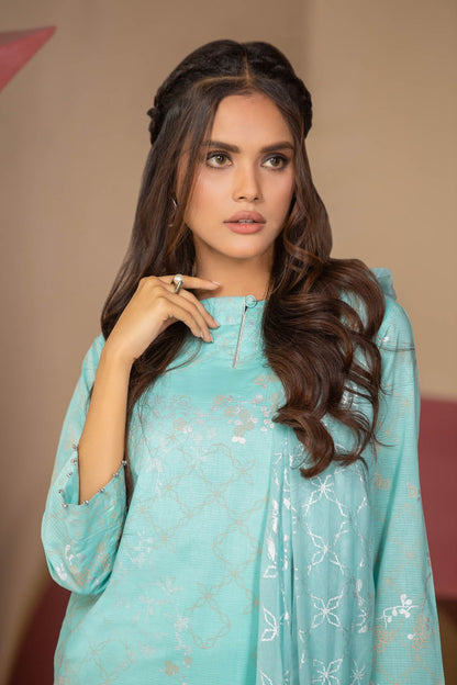 Alkaram - 3 Piece Printed Suit With Printed Foil Dupatta