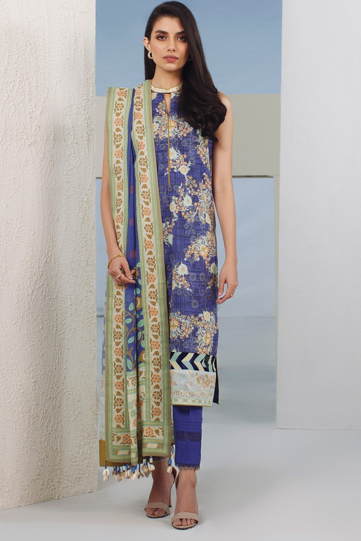 Alkaram - 2 Pc Digital Lawn Suit With Digital Cotton Net Dupatta