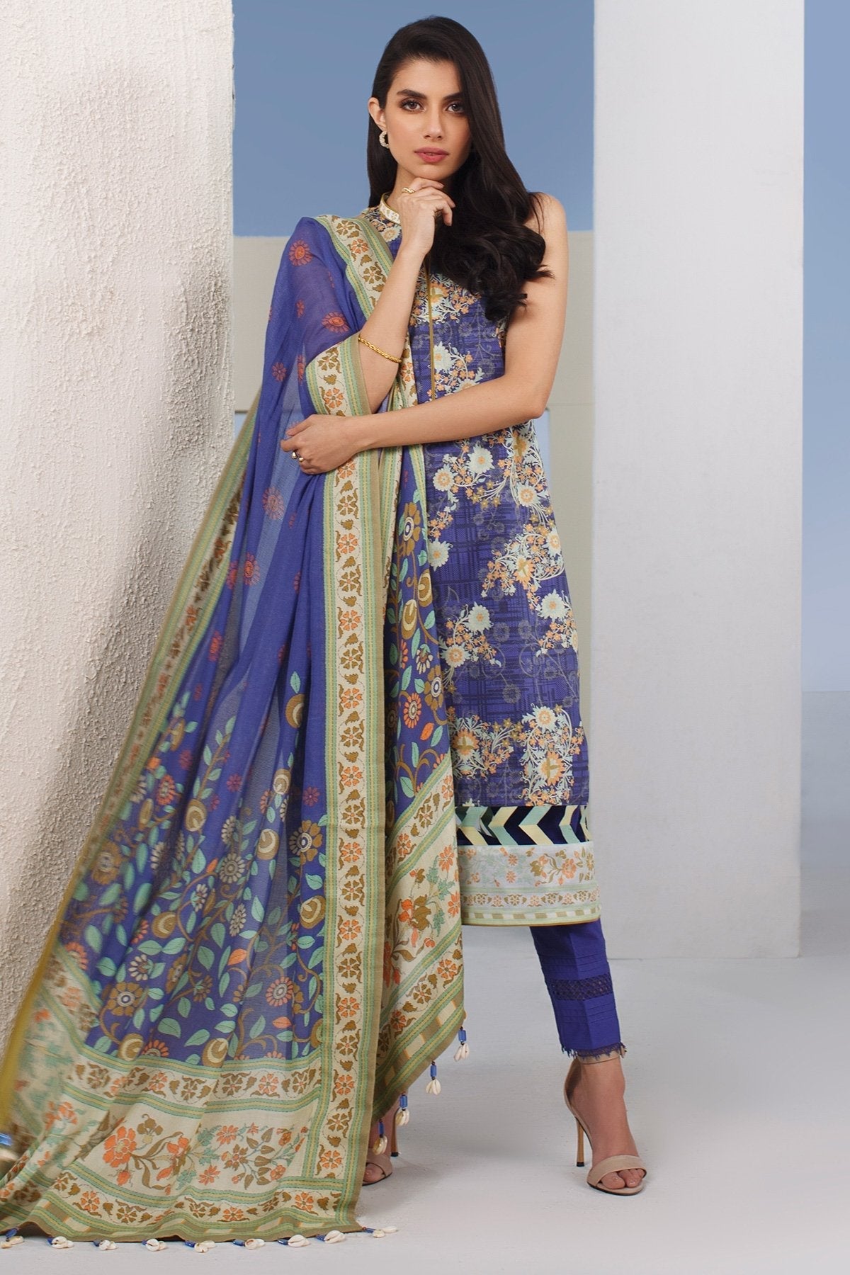 Alkaram - 2 Pc Digital Lawn Suit With Digital Cotton Net Dupatta