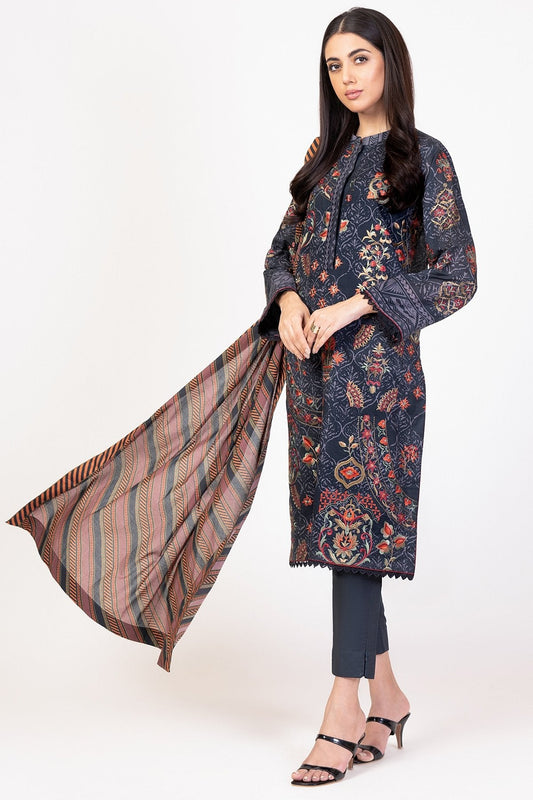 3 Pc Embroidered Lawn Suit With Lawn Dupatta