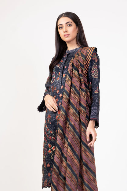 Alkaram - 3 Pc Embroidered Lawn Suit With Lawn Dupatta