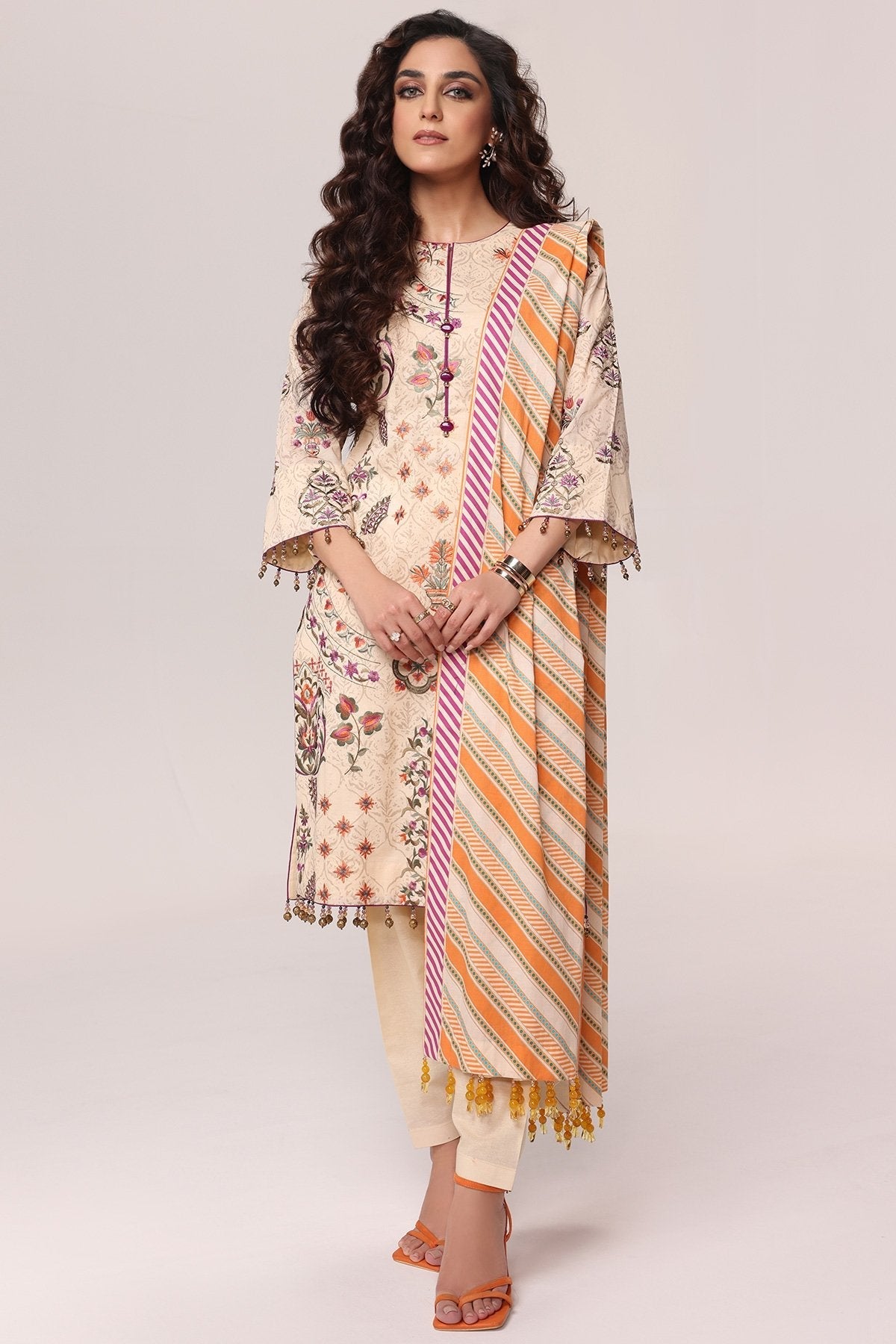 Alkaram - 3 Pc Embroidered Lawn Suit With Lawn Dupatta