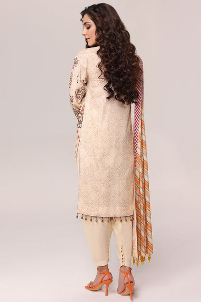 Alkaram - 3 Pc Embroidered Lawn Suit With Lawn Dupatta