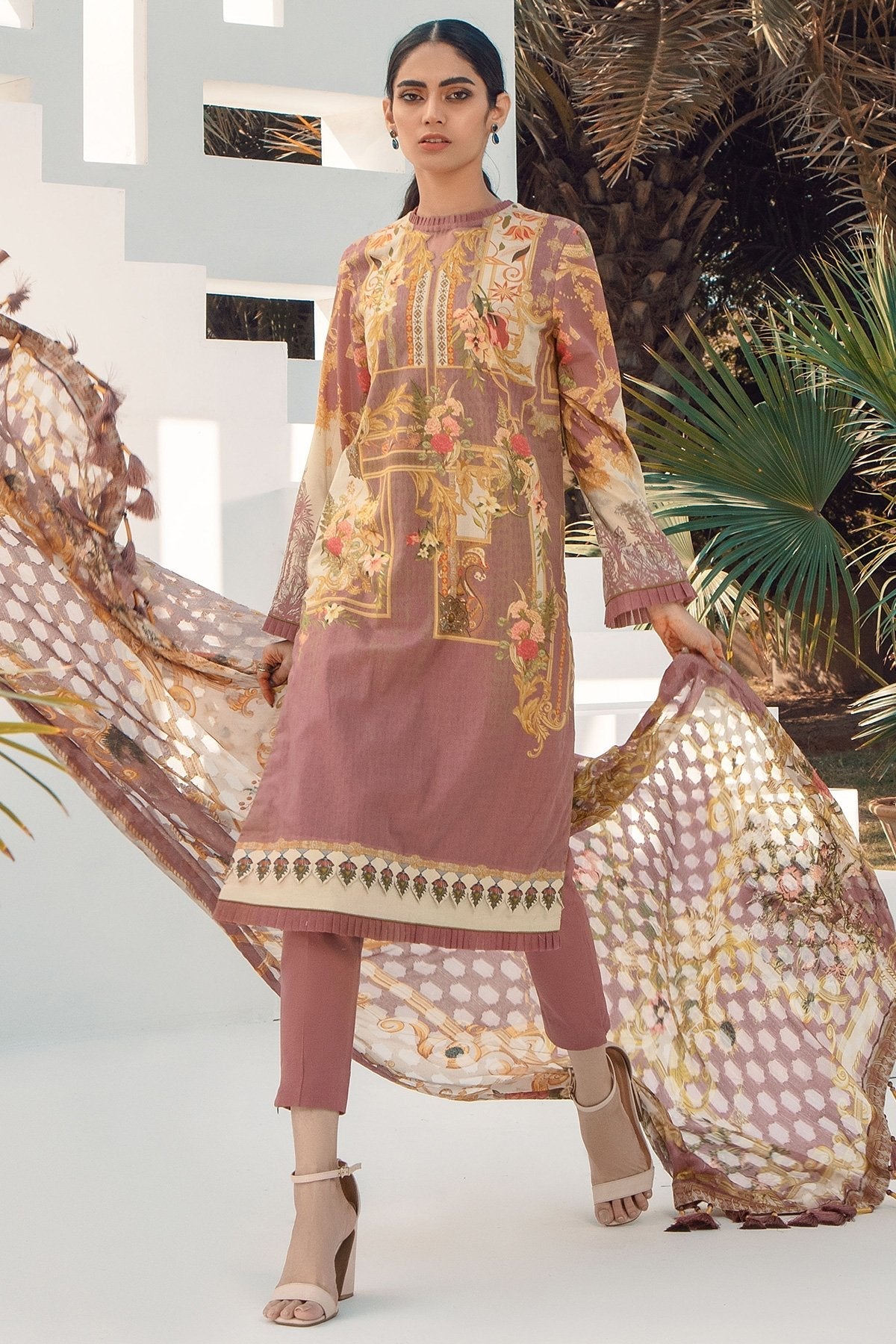 Alkaram - 2 Pc Digital Lawn Suit With Digital Jacquard Dupatta