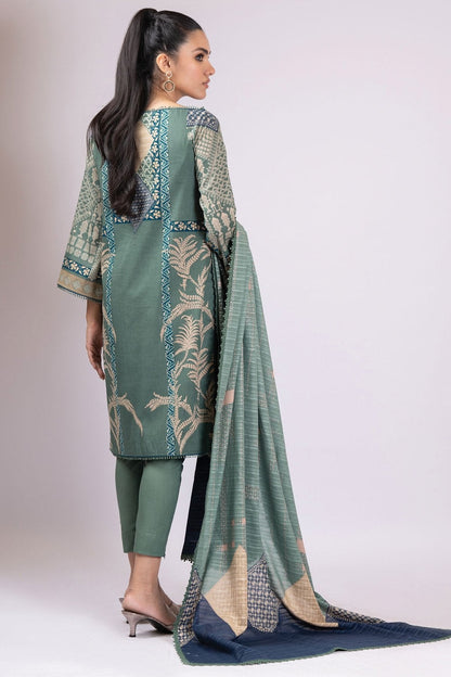 Alkaram - 3 Pc Printed Lawn Suit With Broshia Dupatta