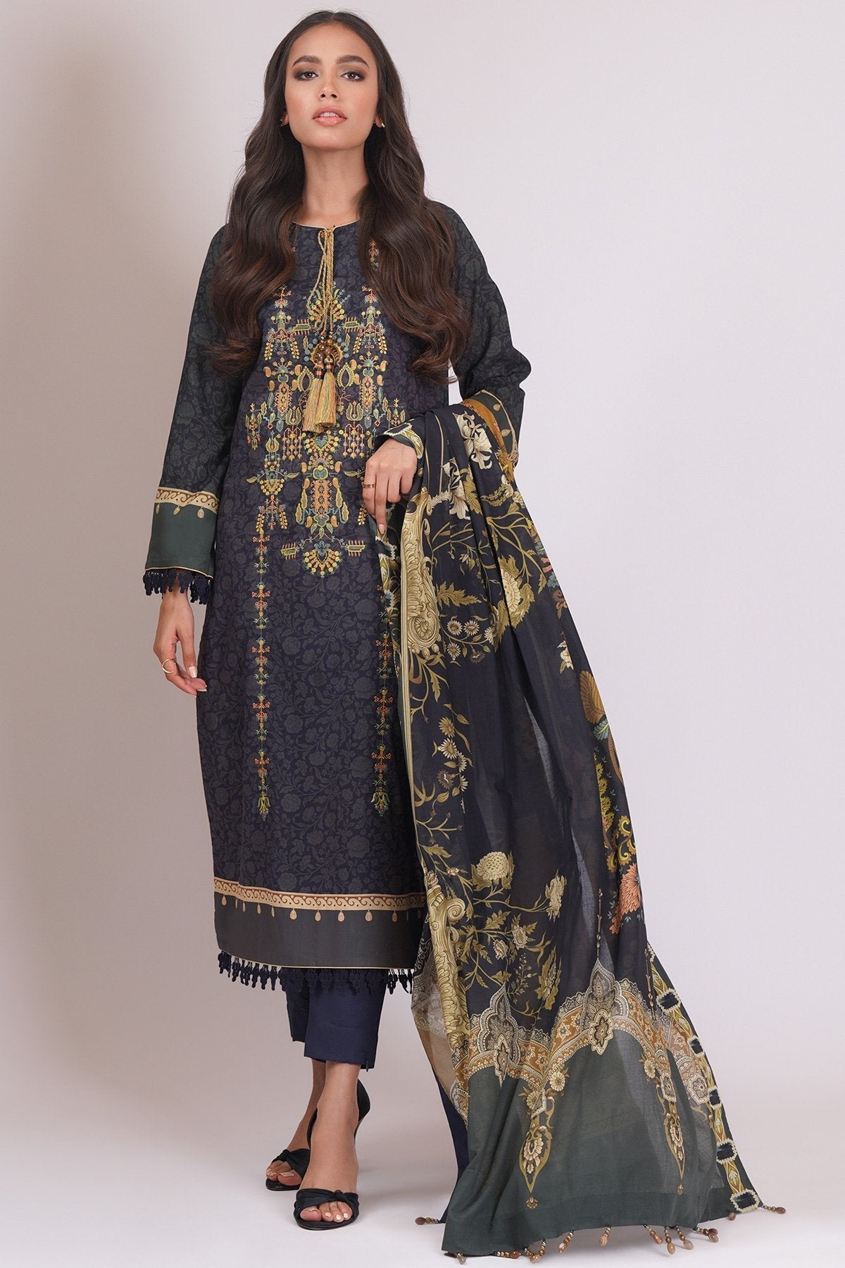 Alkaram - 3 Pc Embroidered Lawn Suit With Lawn Dupatta