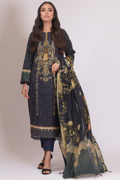 Alkaram - 3 Pc Embroidered Lawn Suit With Lawn Dupatta