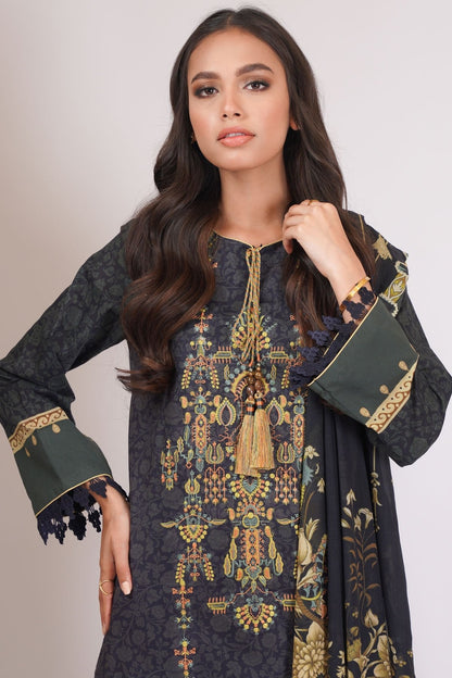 Alkaram - 3 Pc Embroidered Lawn Suit With Lawn Dupatta