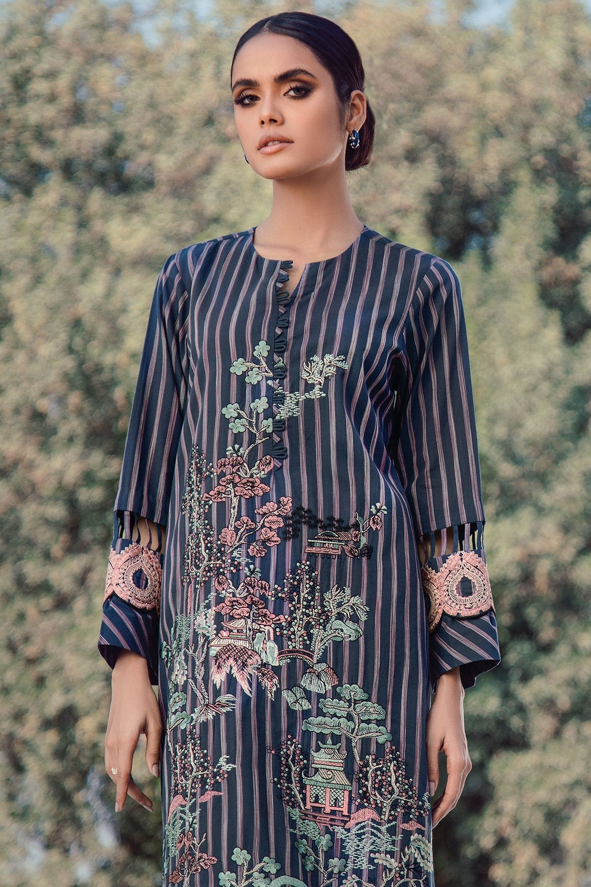 Alkaram - 2 Pc Embroidered Yarn Dyed Suit With Dyed Cambric Trousers