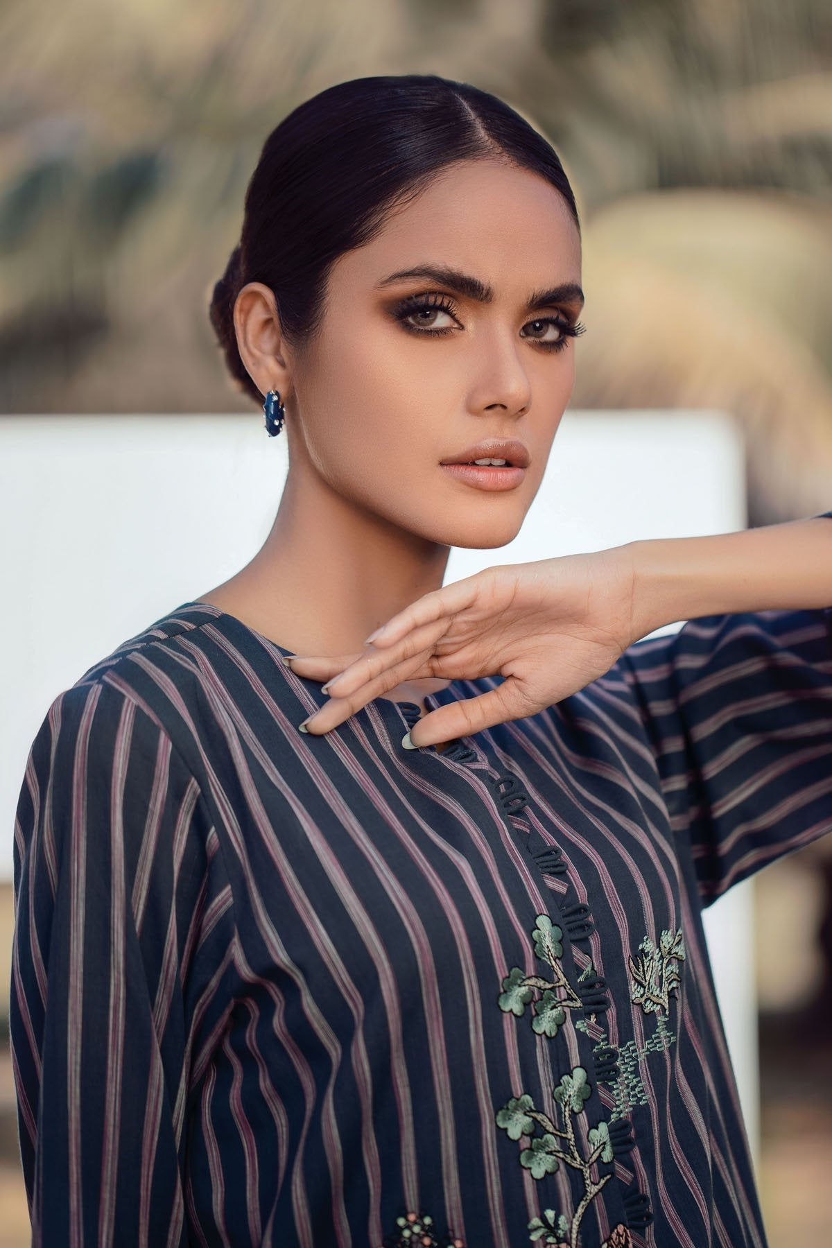 Alkaram - 2 Pc Embroidered Yarn Dyed Suit With Dyed Cambric Trousers