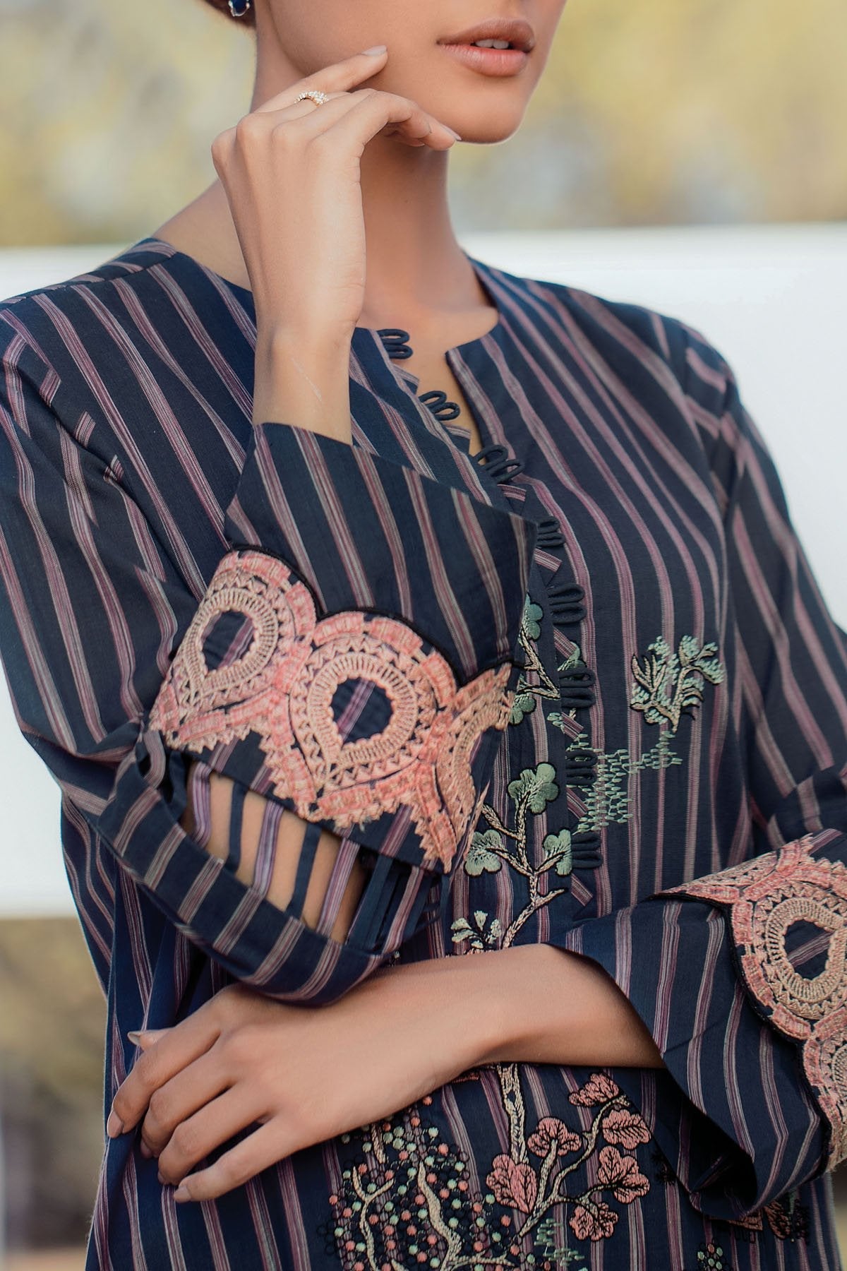Alkaram - 2 Pc Embroidered Yarn Dyed Suit With Dyed Cambric Trousers