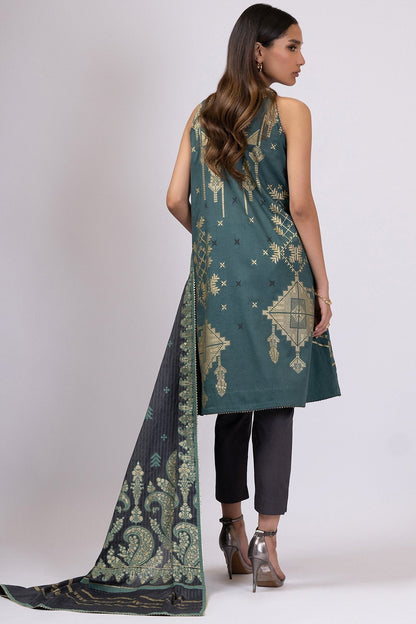 Alkaram - 3 Pc Printed Lawn Suit With Broshia Dupatta