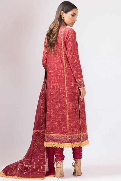 Alkaram - 3 Pc Printed Lawn Suit With Lawn Dupatta