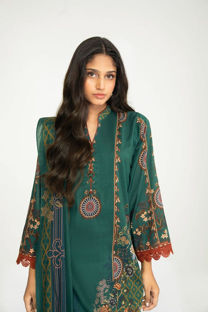 2 Pc Printed Lawn Suit With Lawn Dupatta
