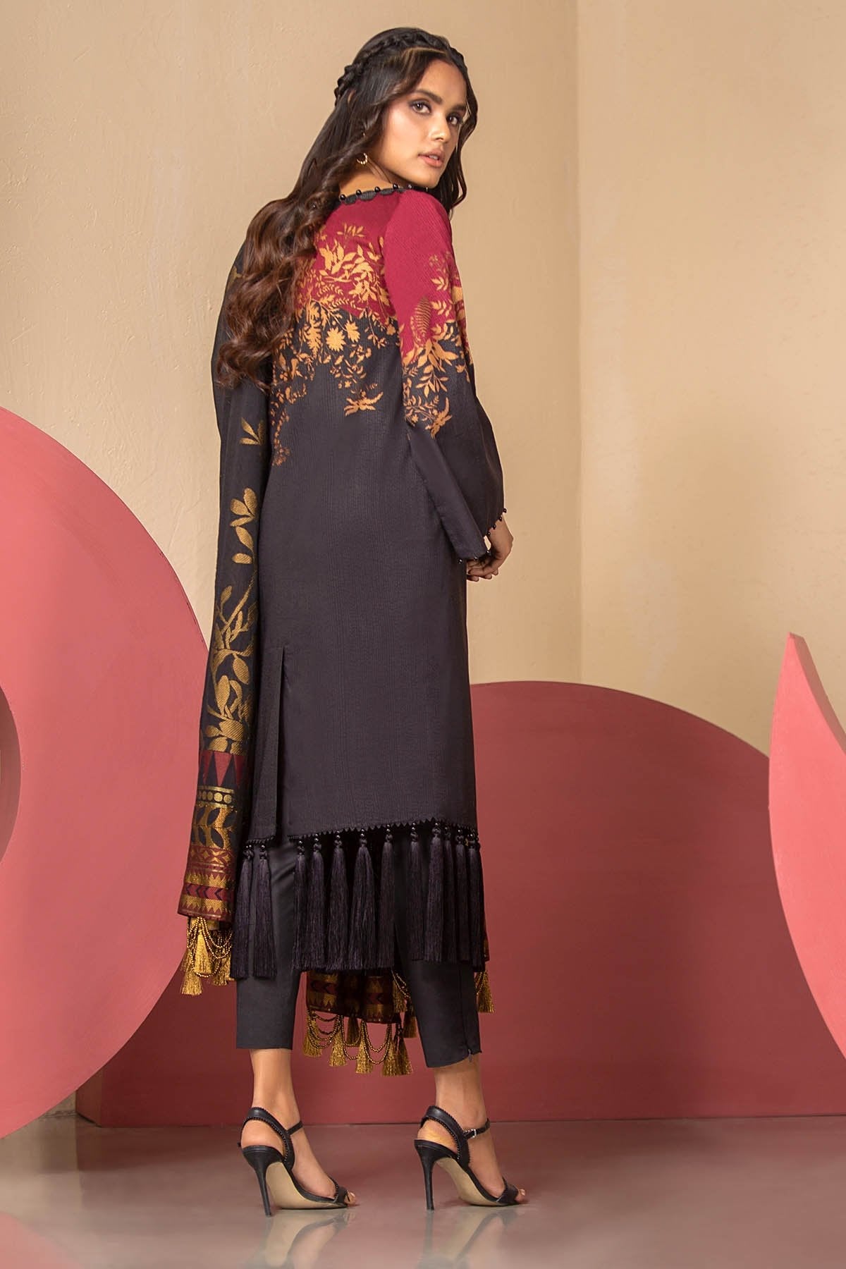 Alkaram - 3 Piece Printed Suit With Jacquard Dupatta