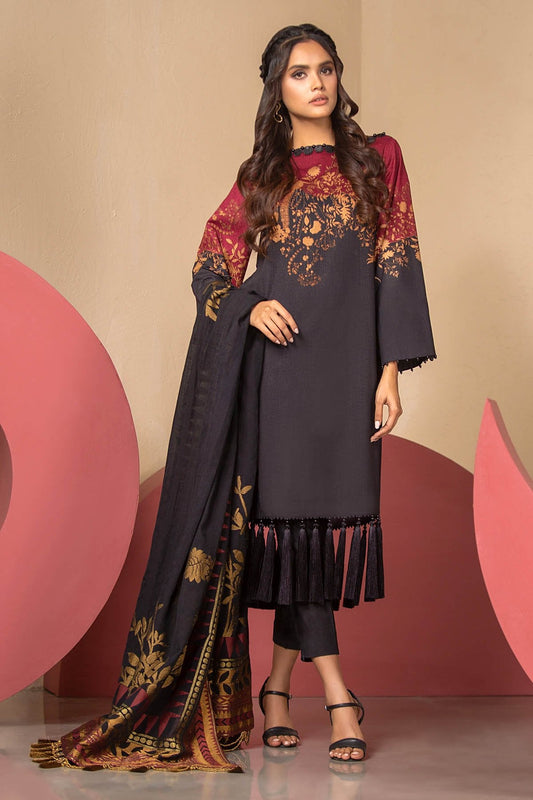 Alkaram - 3 Piece Printed Suit With Jacquard Dupatta