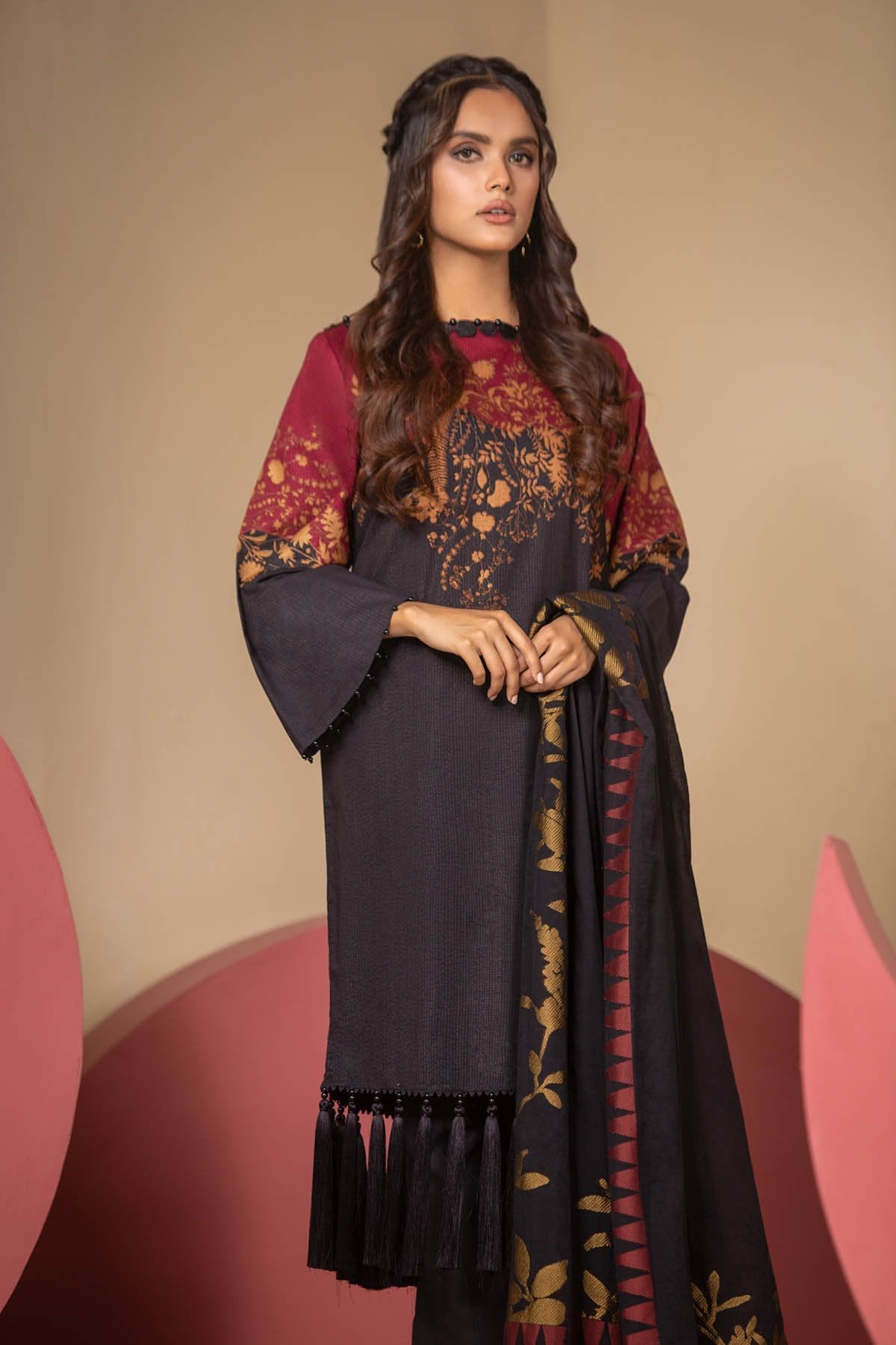 Alkaram - 3 Piece Printed Suit With Jacquard Dupatta
