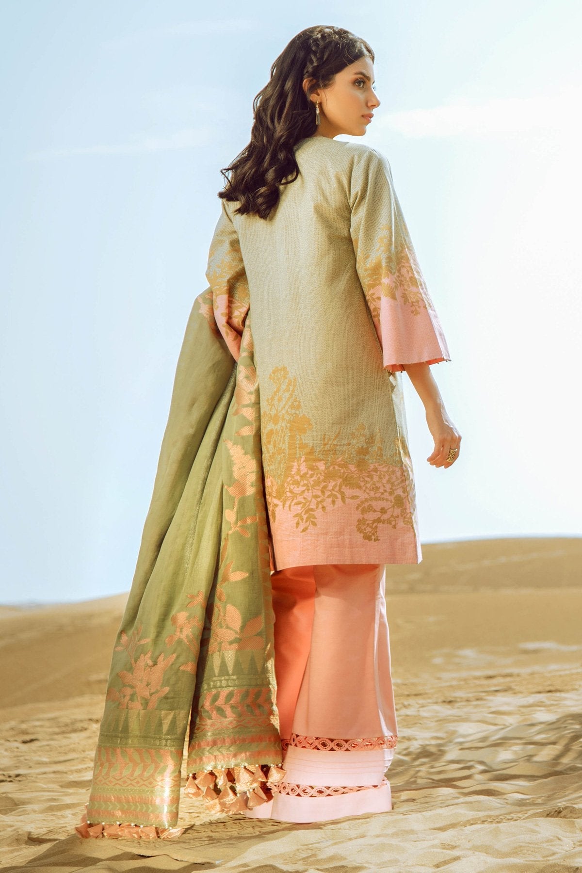 Alkaram - 3 Piece Printed Suit With Jacquard Dupatta