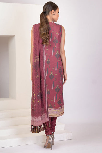 Alkaram - 3 Pc Embroidered Lawn Suit With Digital Chiffon Dupatta