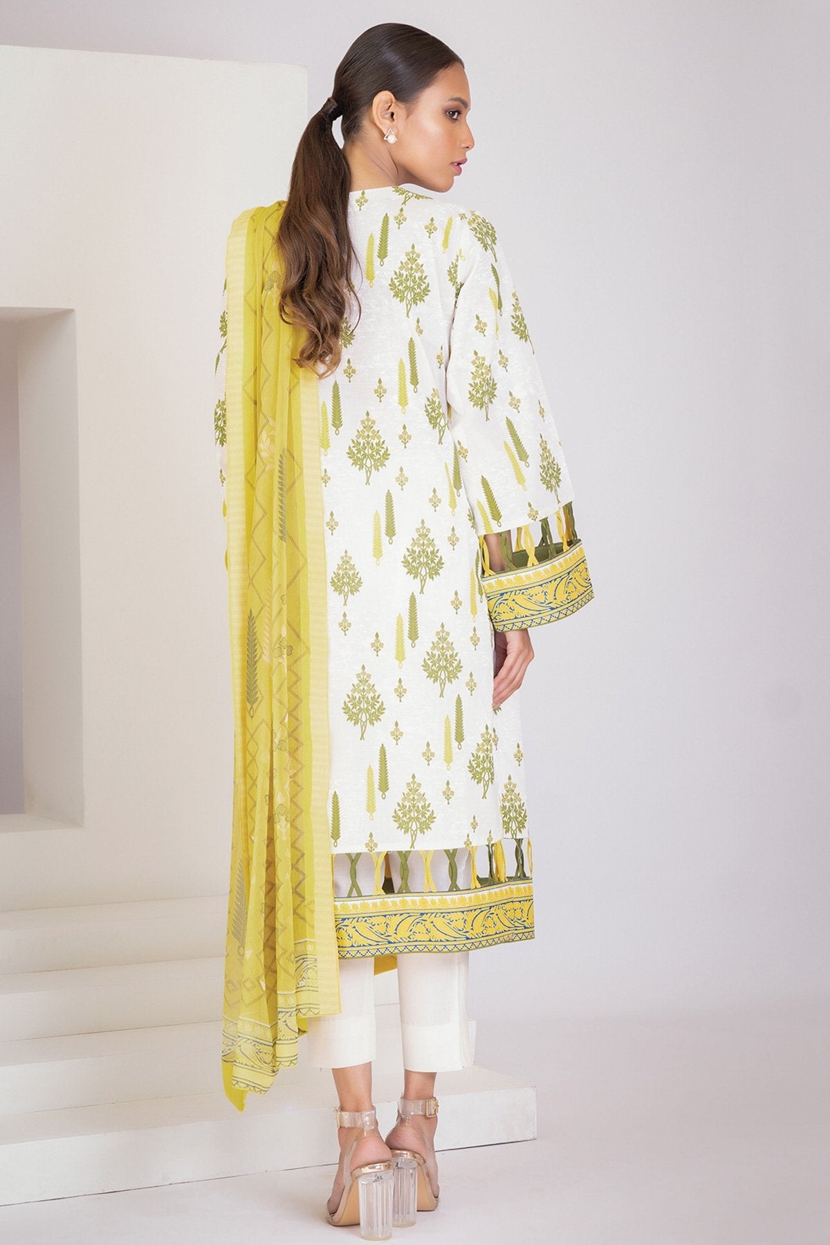 Alkaram - 3 Pc Embroidered Lawn Suit With Digital Chiffon Dupatta