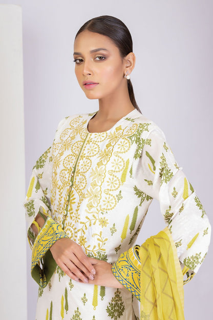 Alkaram - 3 Pc Embroidered Lawn Suit With Digital Chiffon Dupatta