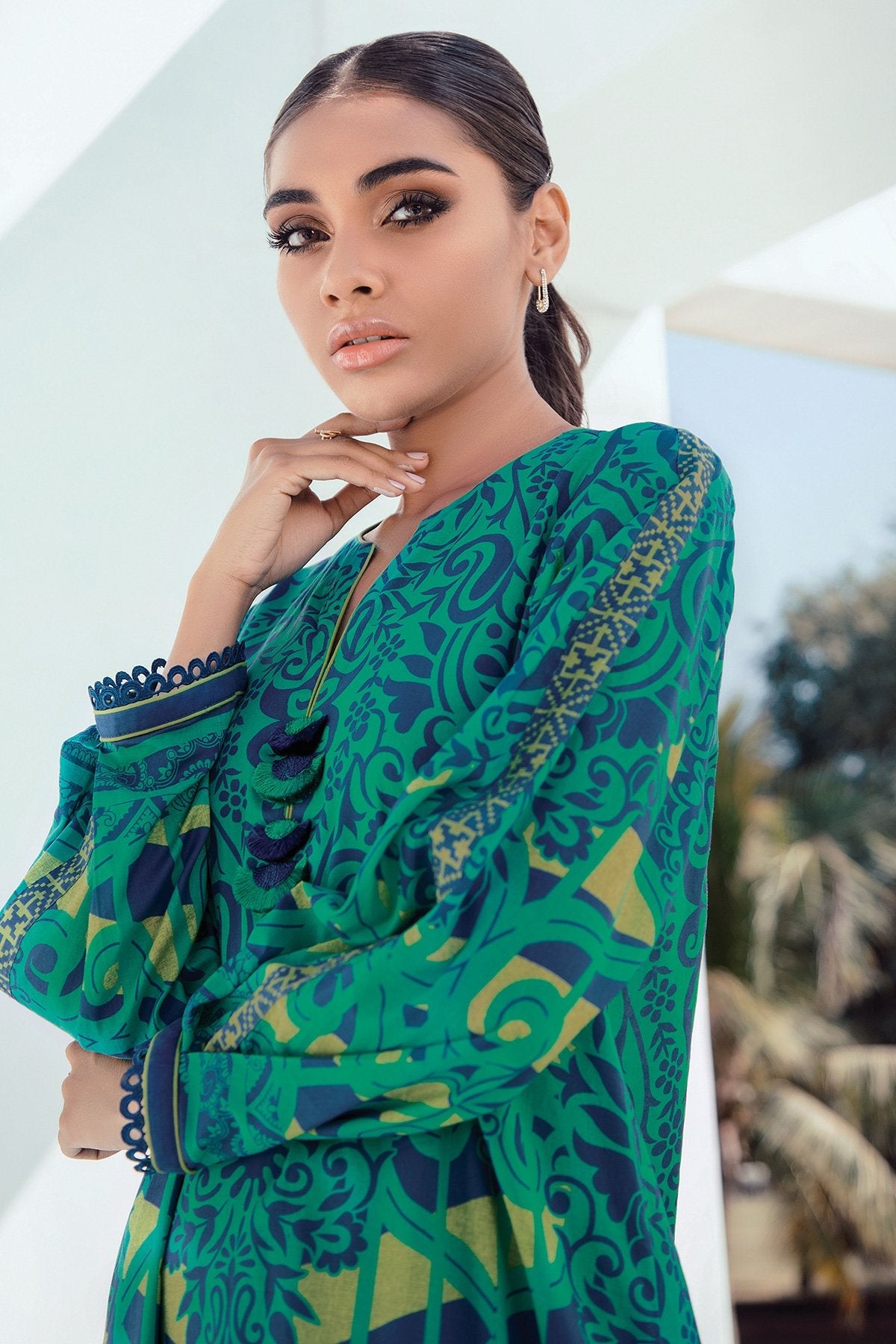 Alkaram - 2 Pc Digital Printed Lawn Suit With Dyed Cambric Trousers