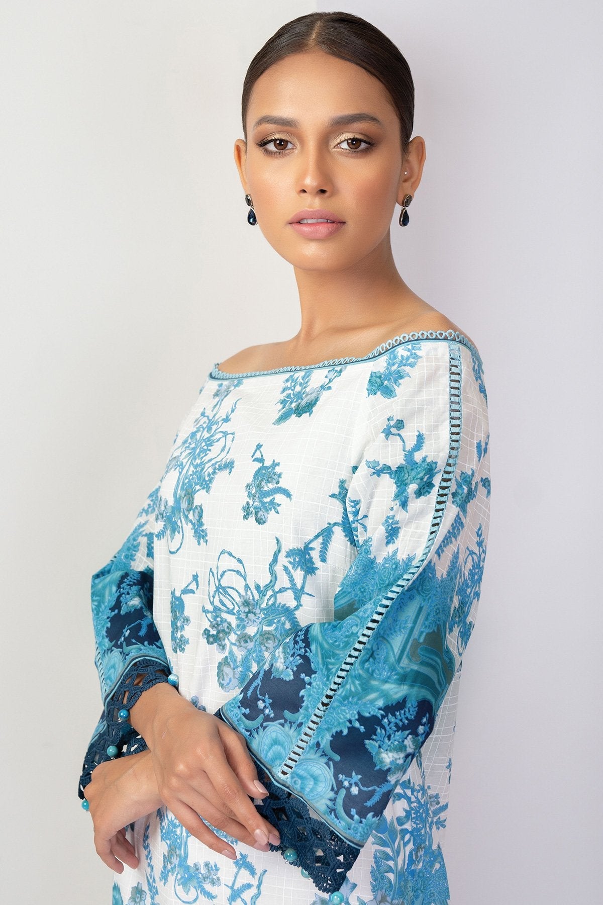 Alkaram - 2 Pc Printed Lawn Shirt With Printed Cambric Trousers