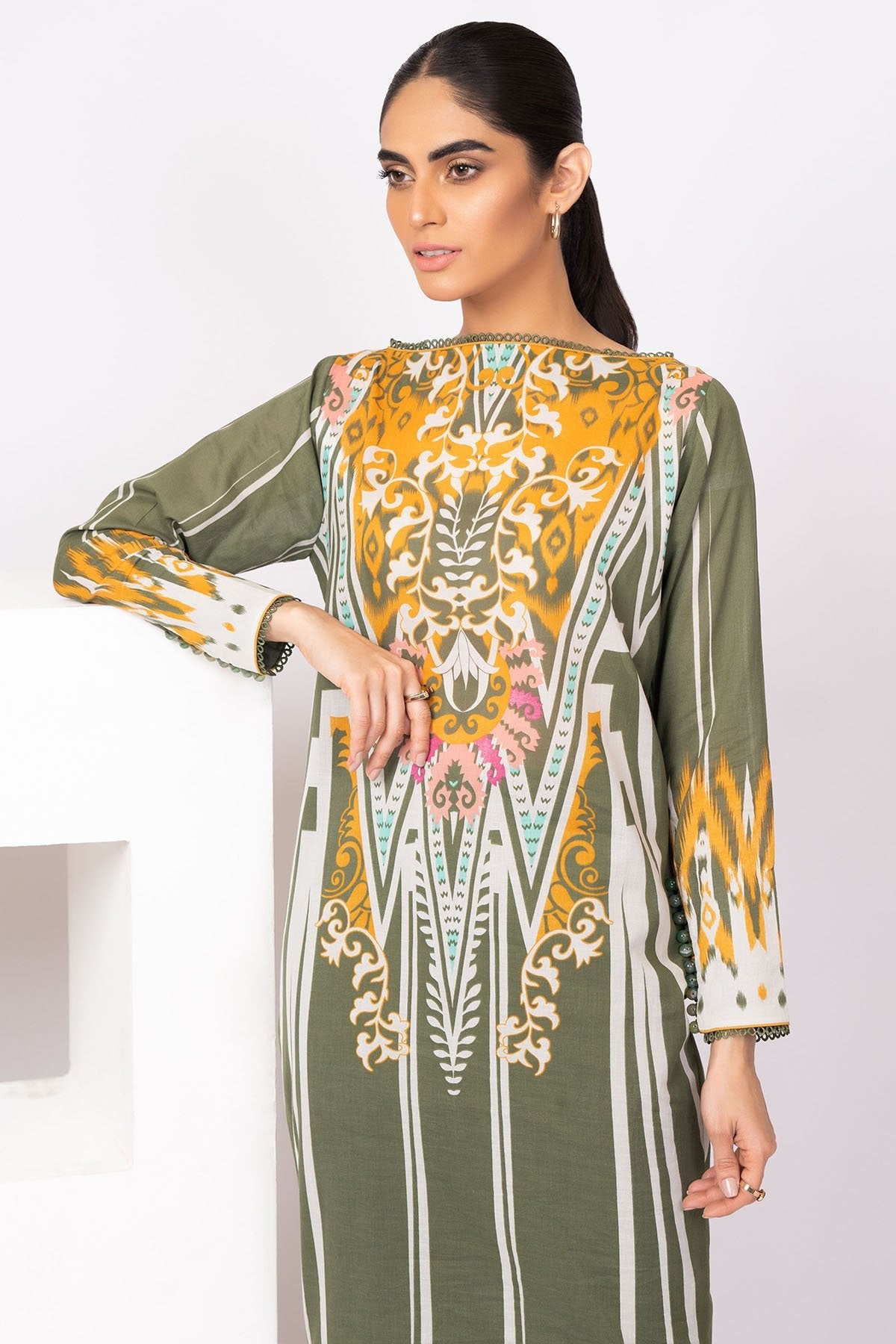 Alkaram - 2 Pc Printed Lawn Suit With Dyed Cambric Trousers