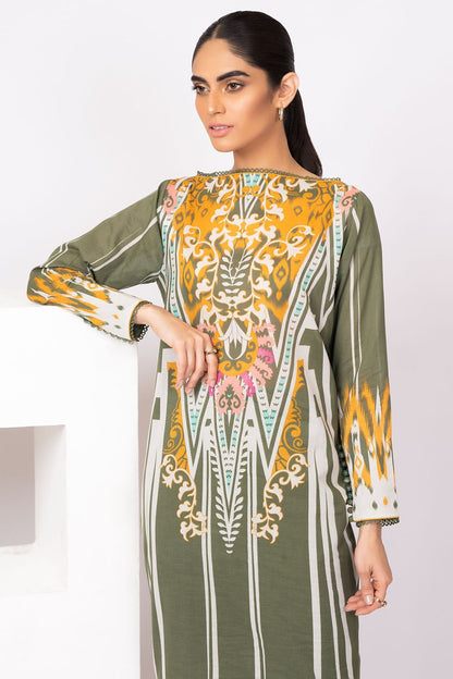 Alkaram - 2 Pc Printed Lawn Suit With Dyed Cambric Trousers