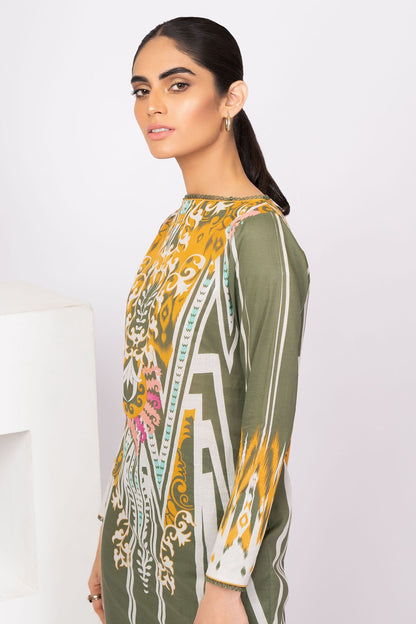 Alkaram - 2 Pc Printed Lawn Suit With Dyed Cambric Trousers