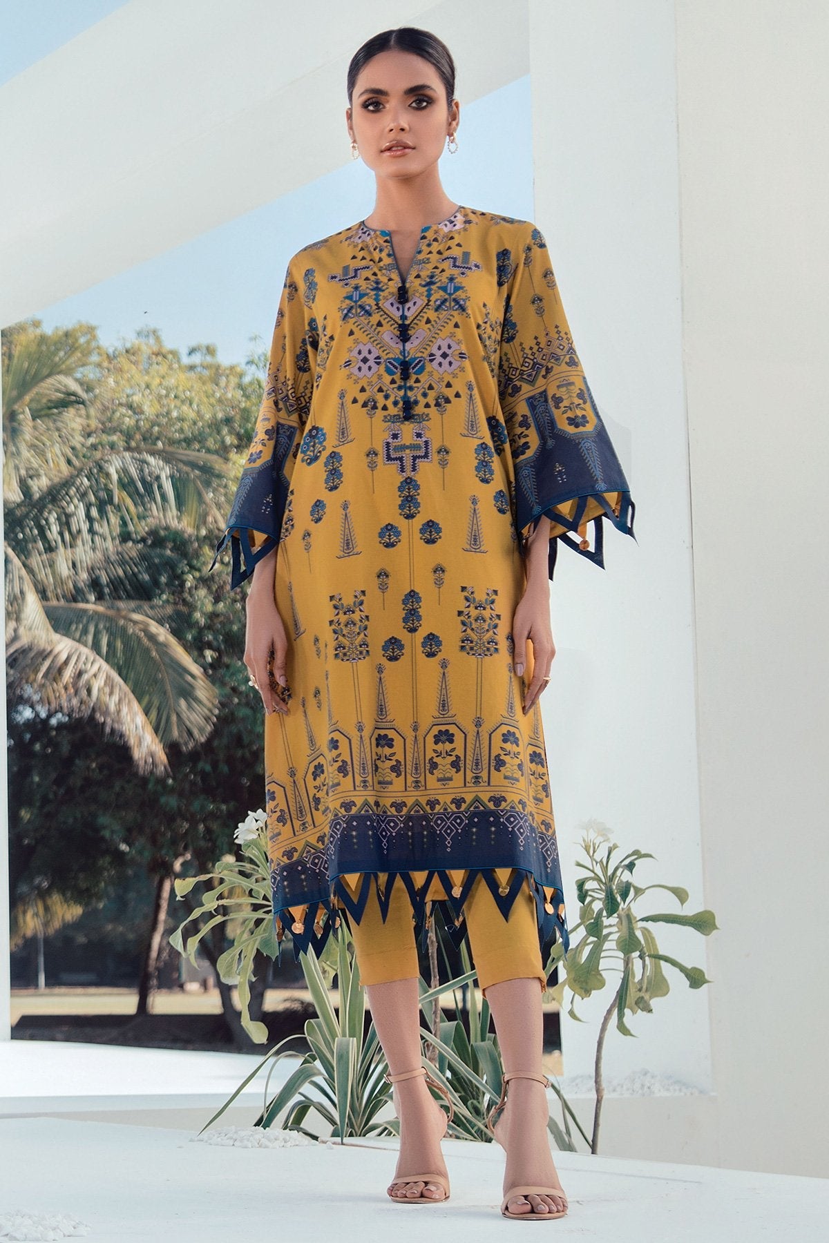 Alkaram - 2 Pc Digital Lawn Suit With Dyed Cambric Trousers