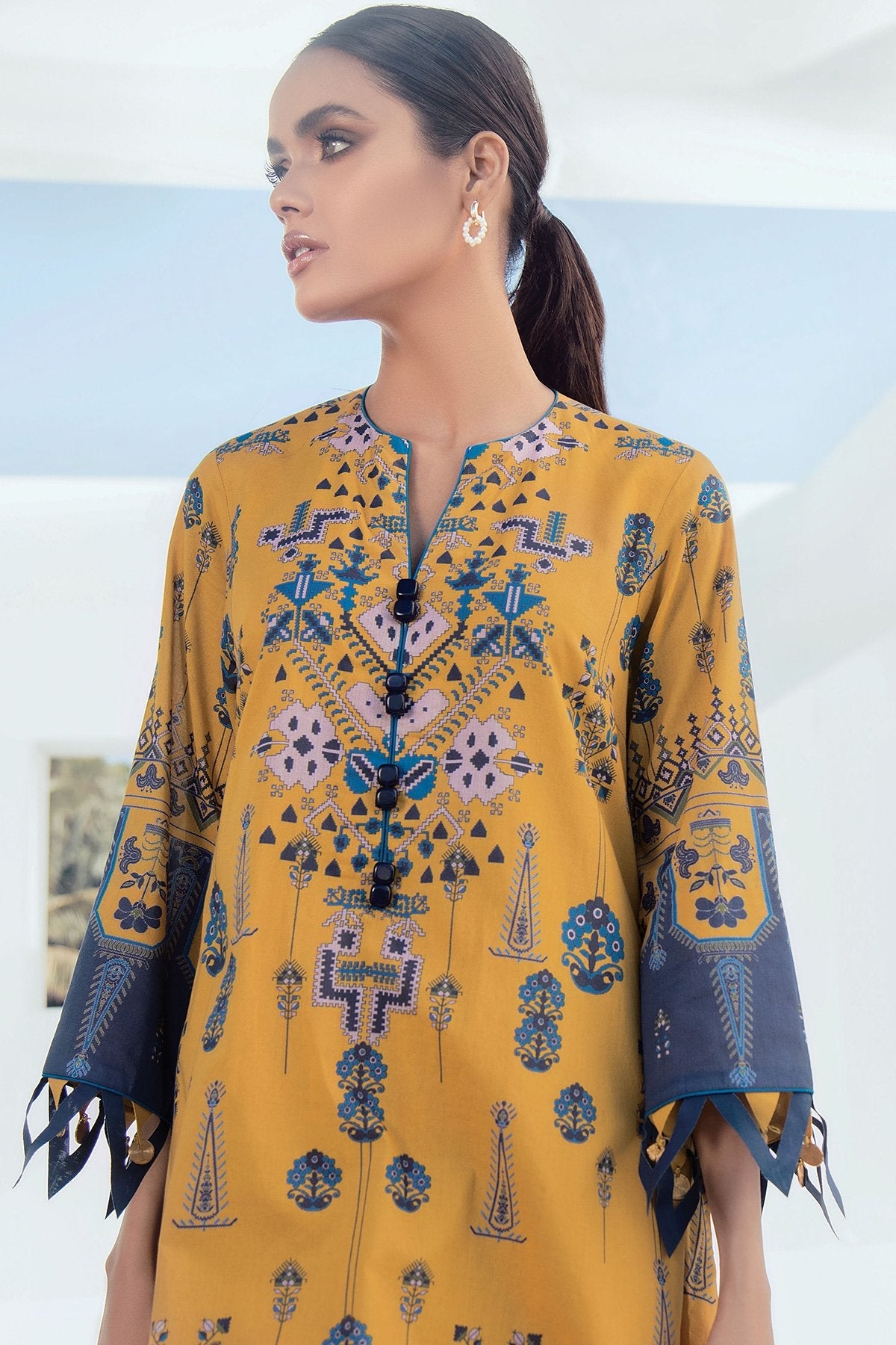 Alkaram - 2 Pc Digital Lawn Suit With Dyed Cambric Trousers