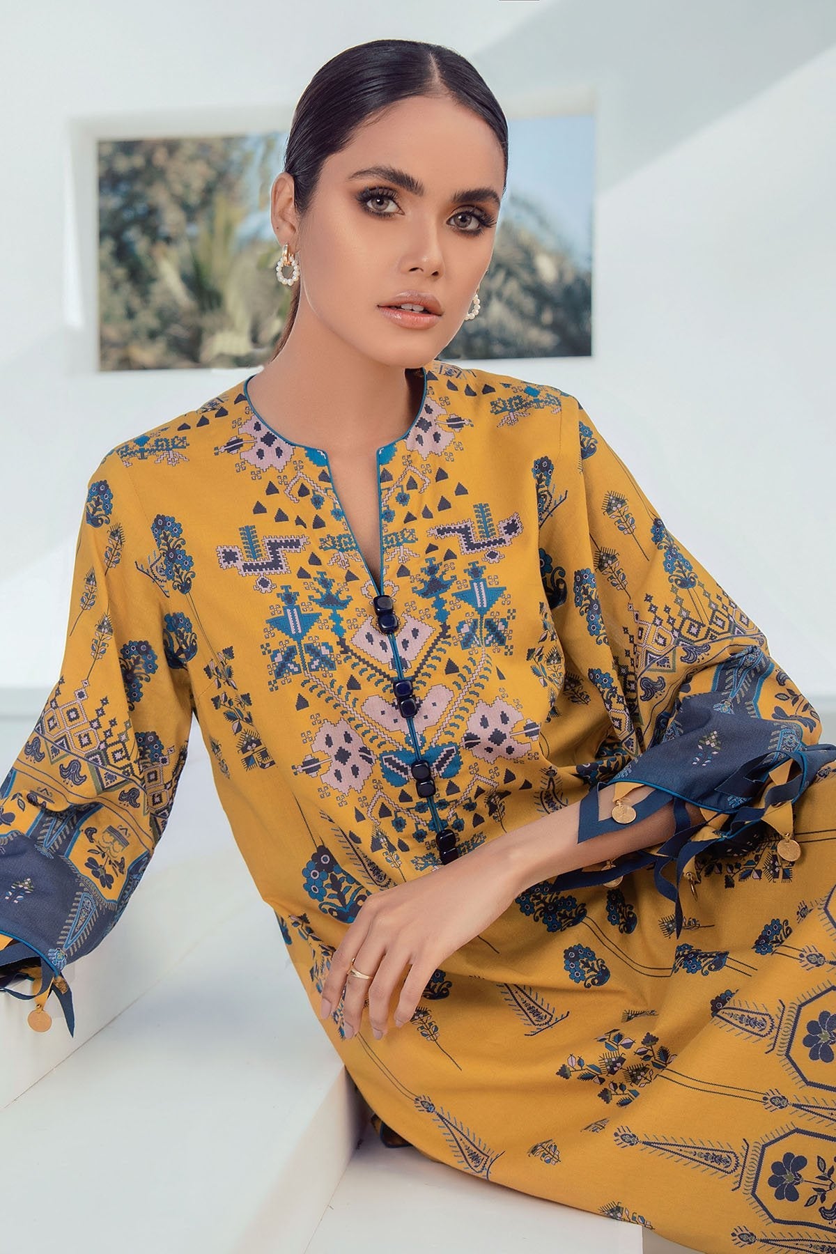 Alkaram - 2 Pc Digital Lawn Suit With Dyed Cambric Trousers