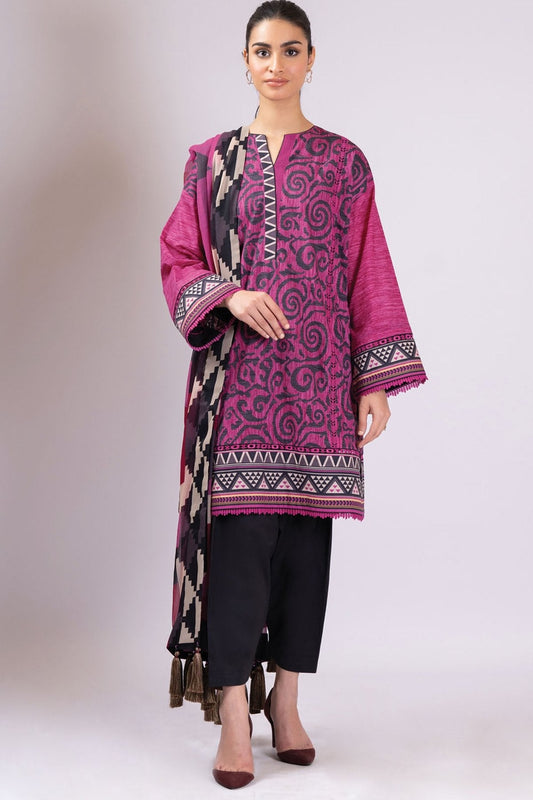 2 Pc Printed Lawn Suit With Chiffon Dupatta