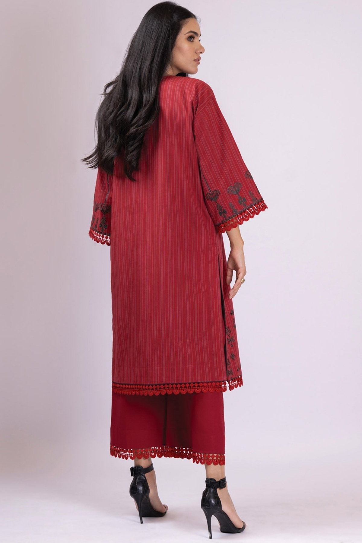 Alkaram - 2 Pc Embroidered Yarn Dyed Suit With Cambric Trouser