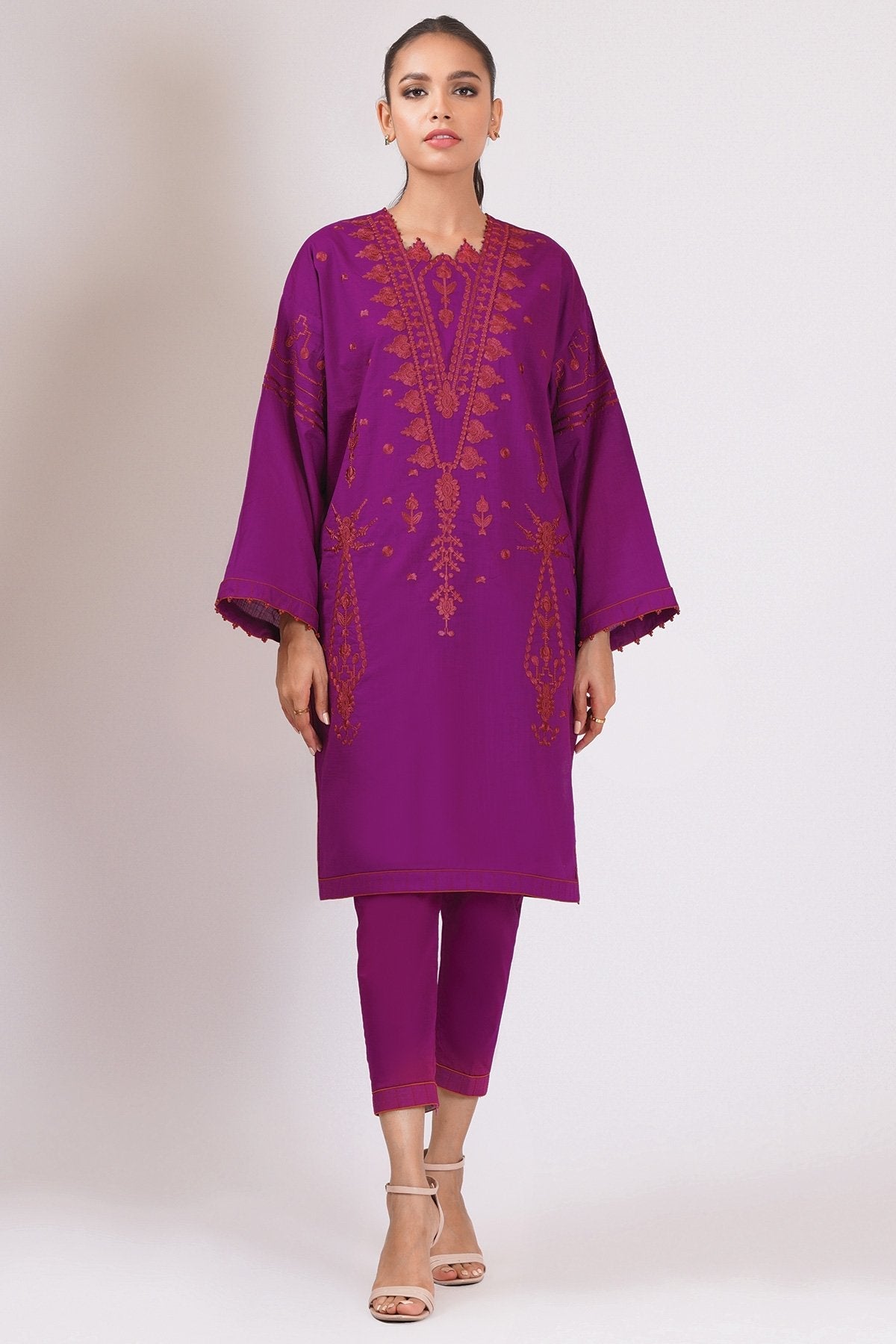 Alkaram - 2 Pc Embroidered Dobby Suit With Cambric Trouser