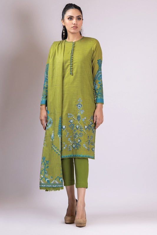 2 Pc Embroidered Lawn Suit With Lawn Dupatta