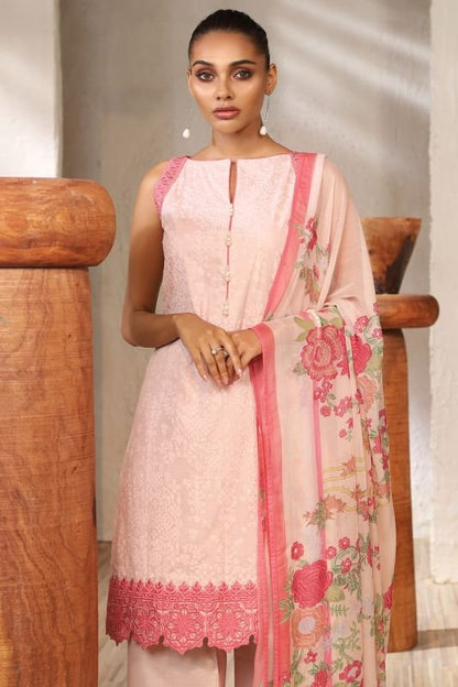 Alkaram - Three Piece Embroidered Suit With Chiffon Dupatta