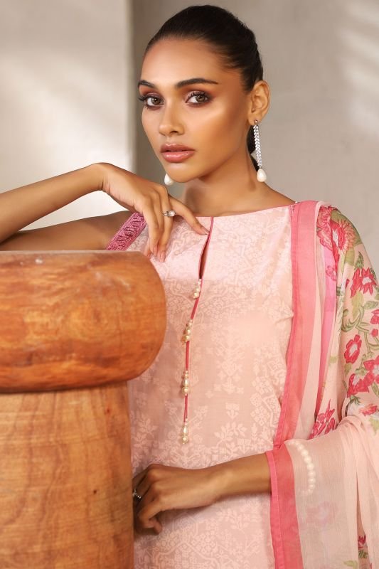 Alkaram - Three Piece Embroidered Suit With Chiffon Dupatta
